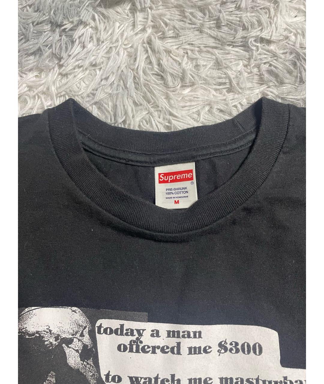 SUPREME Черная хлопковая футболка, фото 3