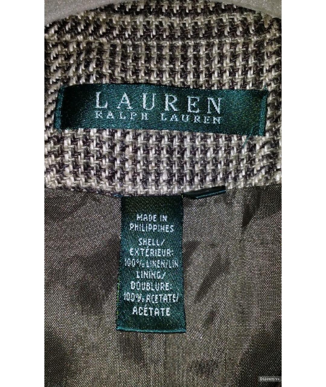 RALPH LAUREN Коричневый льняной жакет/пиджак, фото 9