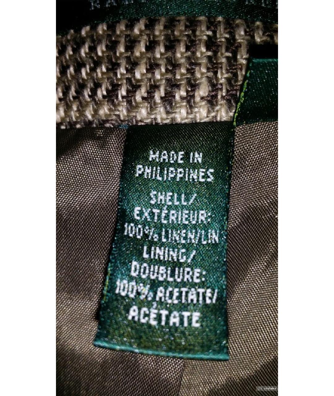 RALPH LAUREN Коричневый льняной жакет/пиджак, фото 8
