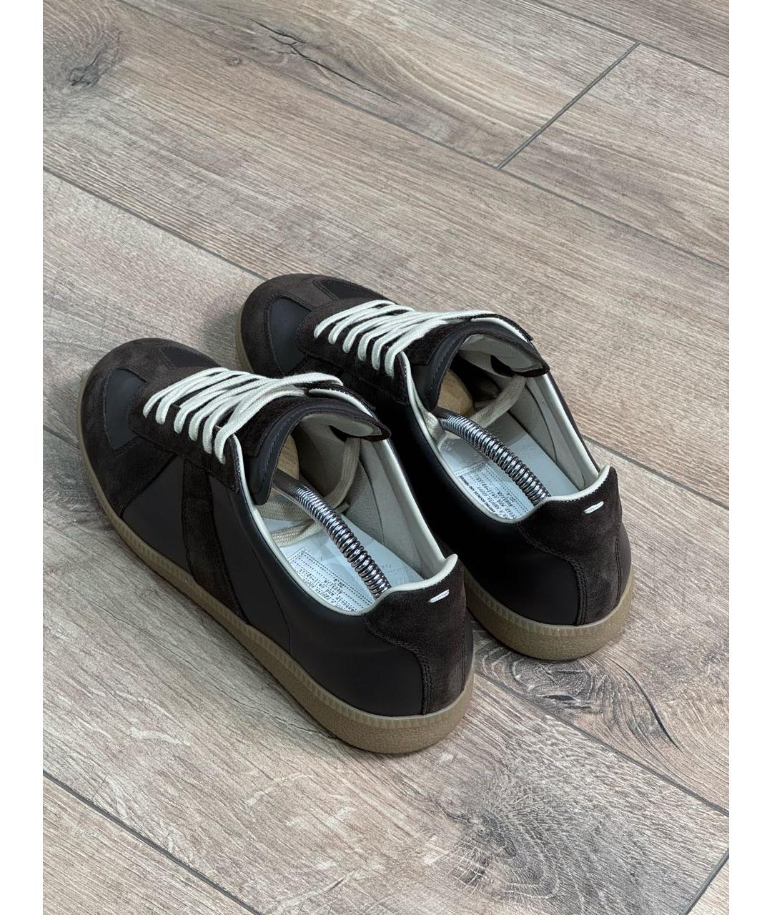 MAISON MARGIELA Коричневые кожаные низкие кроссовки / кеды, фото 6