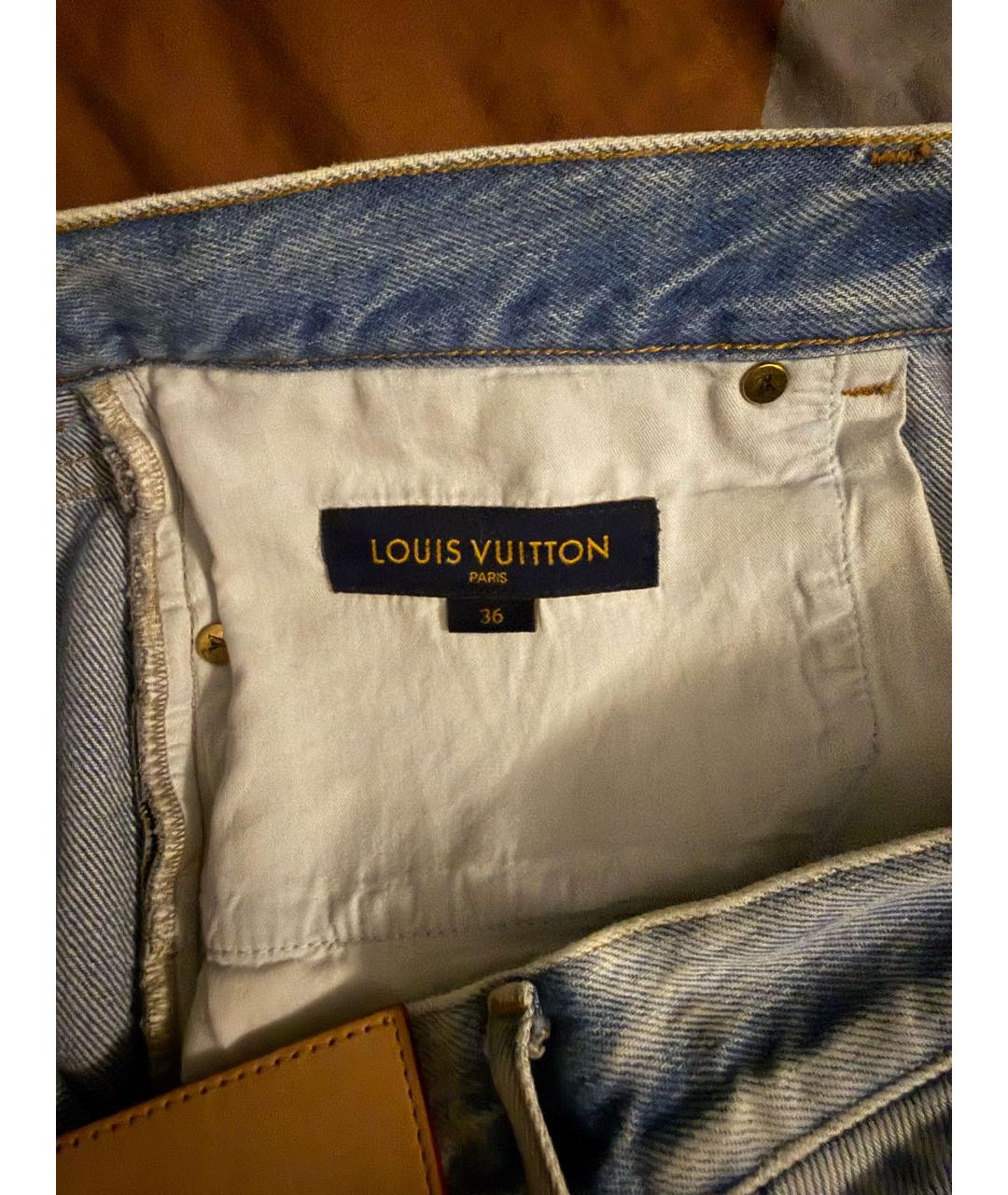 LOUIS VUITTON Голубые хлопковые джинсы скинни, фото 5