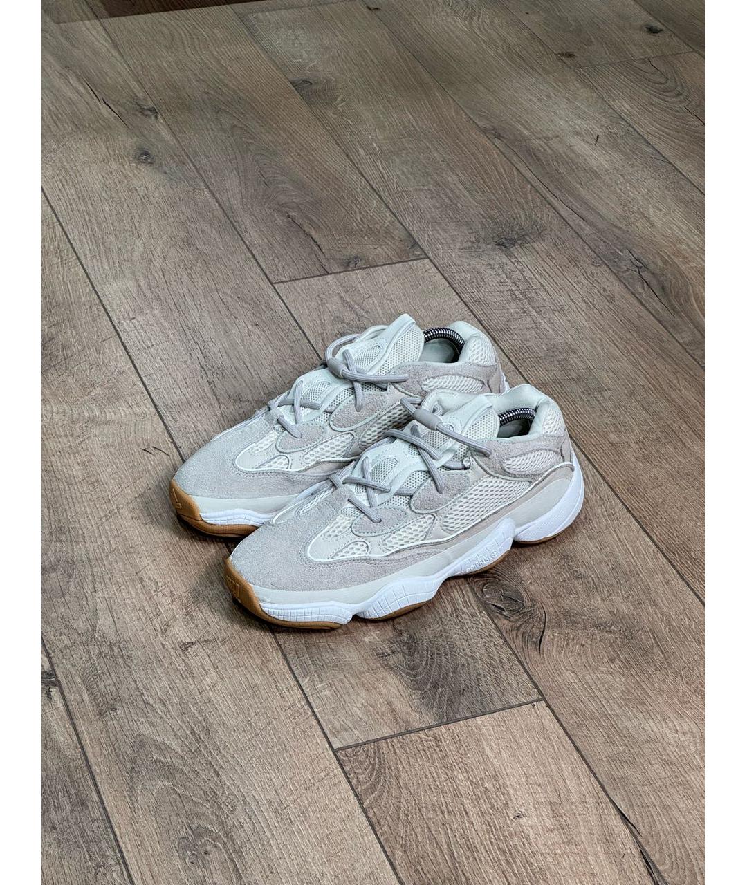 ADIDAS YEEZY Бежевые замшевые высокие кроссовки / кеды, фото 2