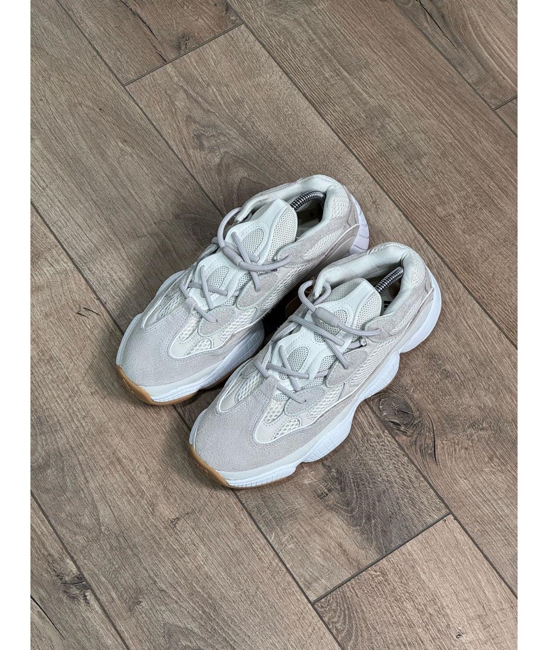 ADIDAS YEEZY Бежевые замшевые высокие кроссовки / кеды, фото 4