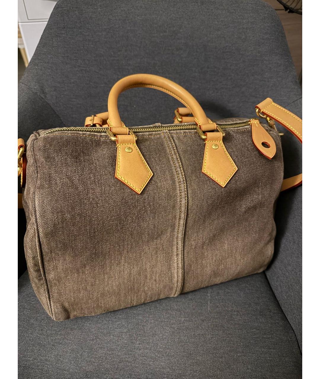 LOUIS VUITTON Коричневая деним сумка на плечо, фото 2