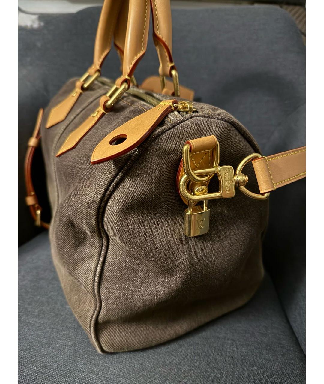 LOUIS VUITTON Коричневая деним сумка на плечо, фото 5