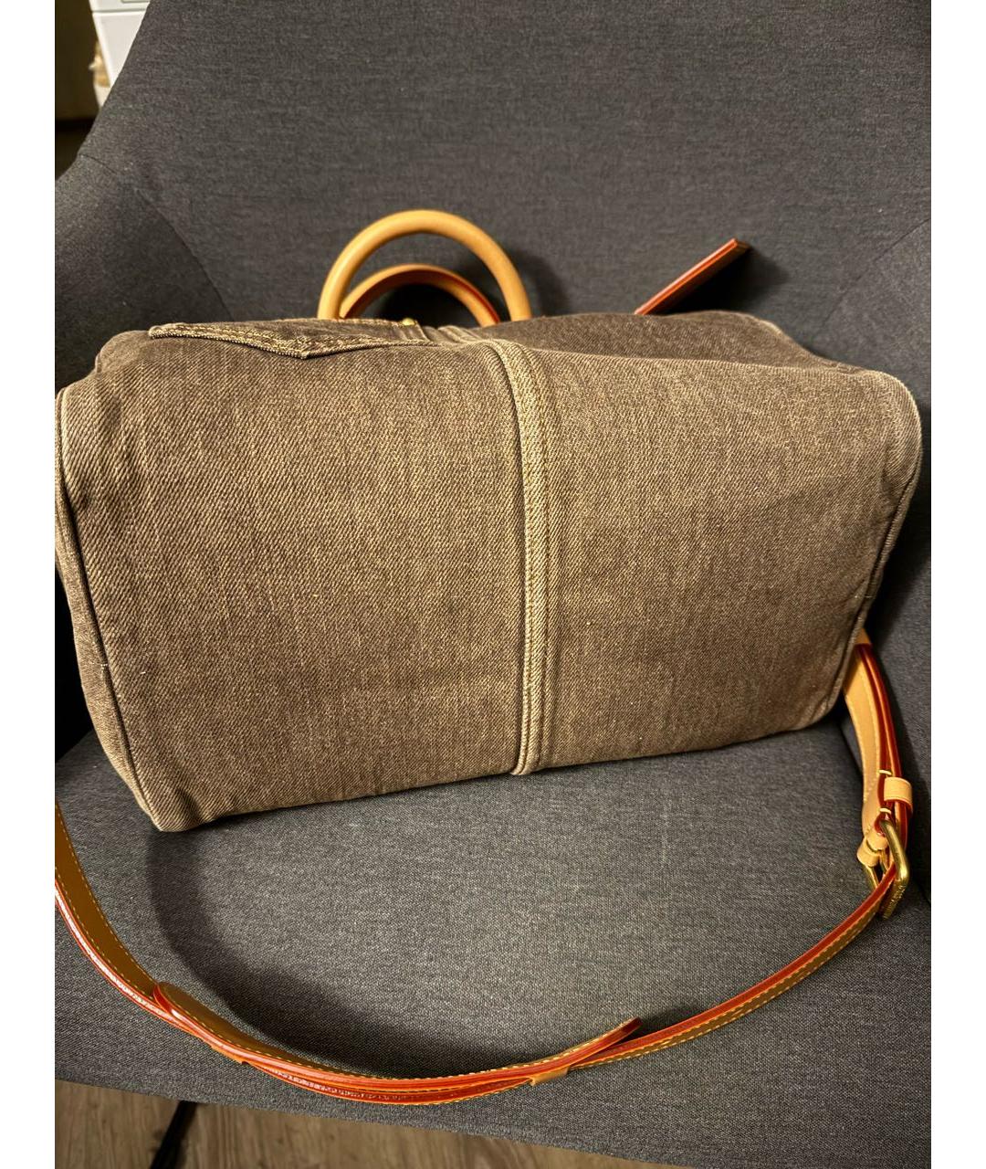 LOUIS VUITTON Коричневая деним сумка на плечо, фото 3