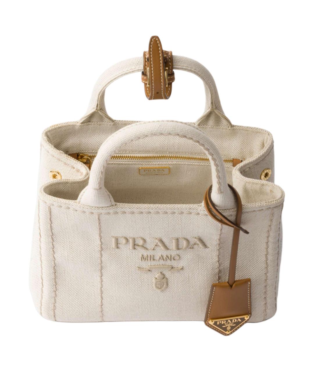 PRADA Бежевая хлопковая сумка через плечо, фото 4