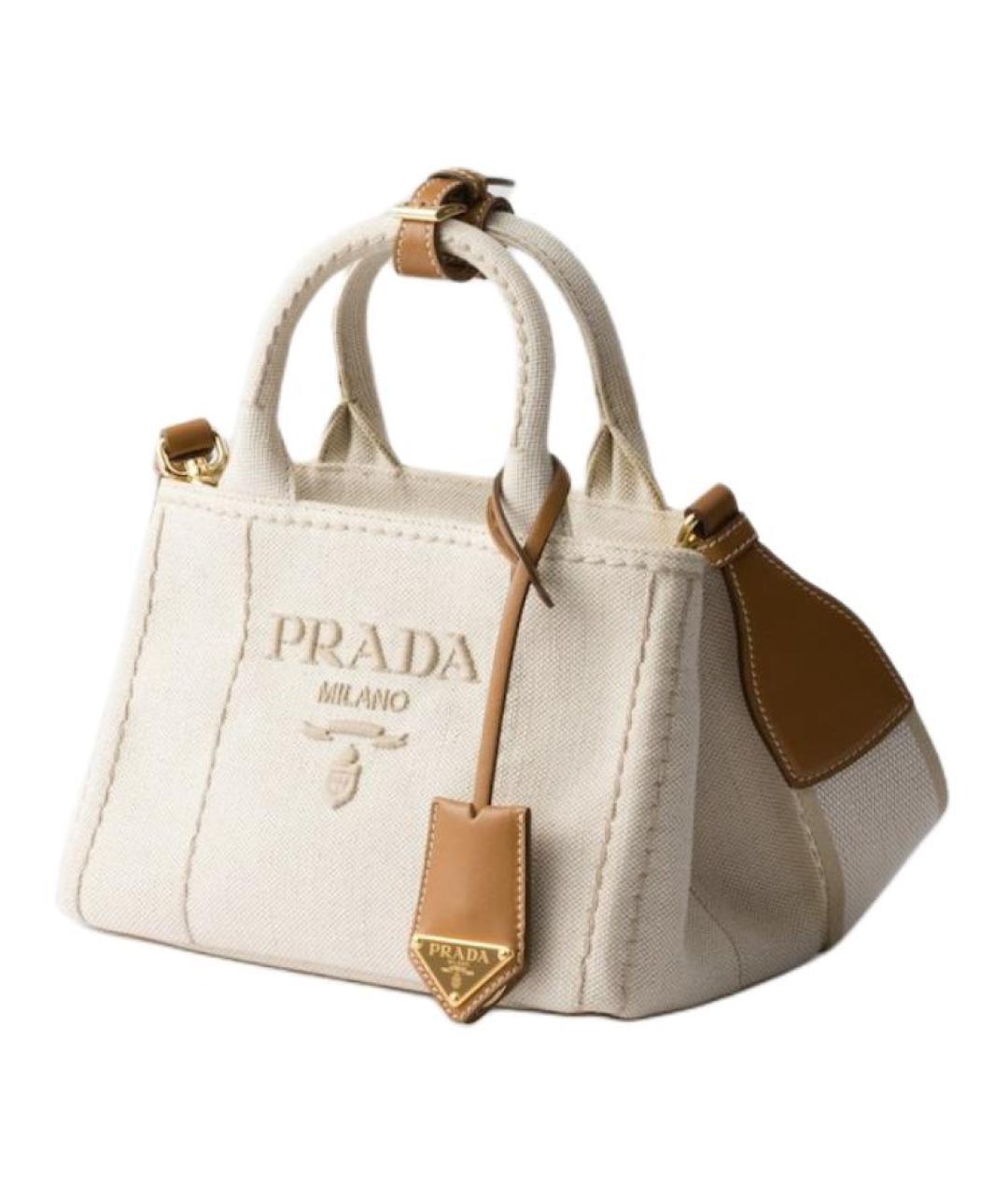 PRADA Бежевая хлопковая сумка через плечо, фото 2