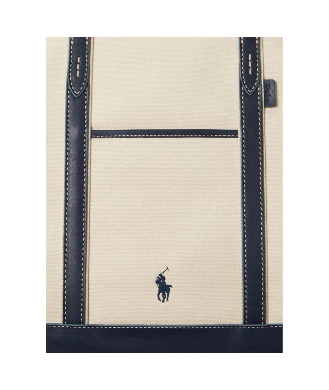 POLO RALPH LAUREN Бежевая сумка через плечо из канвы, фото 5
