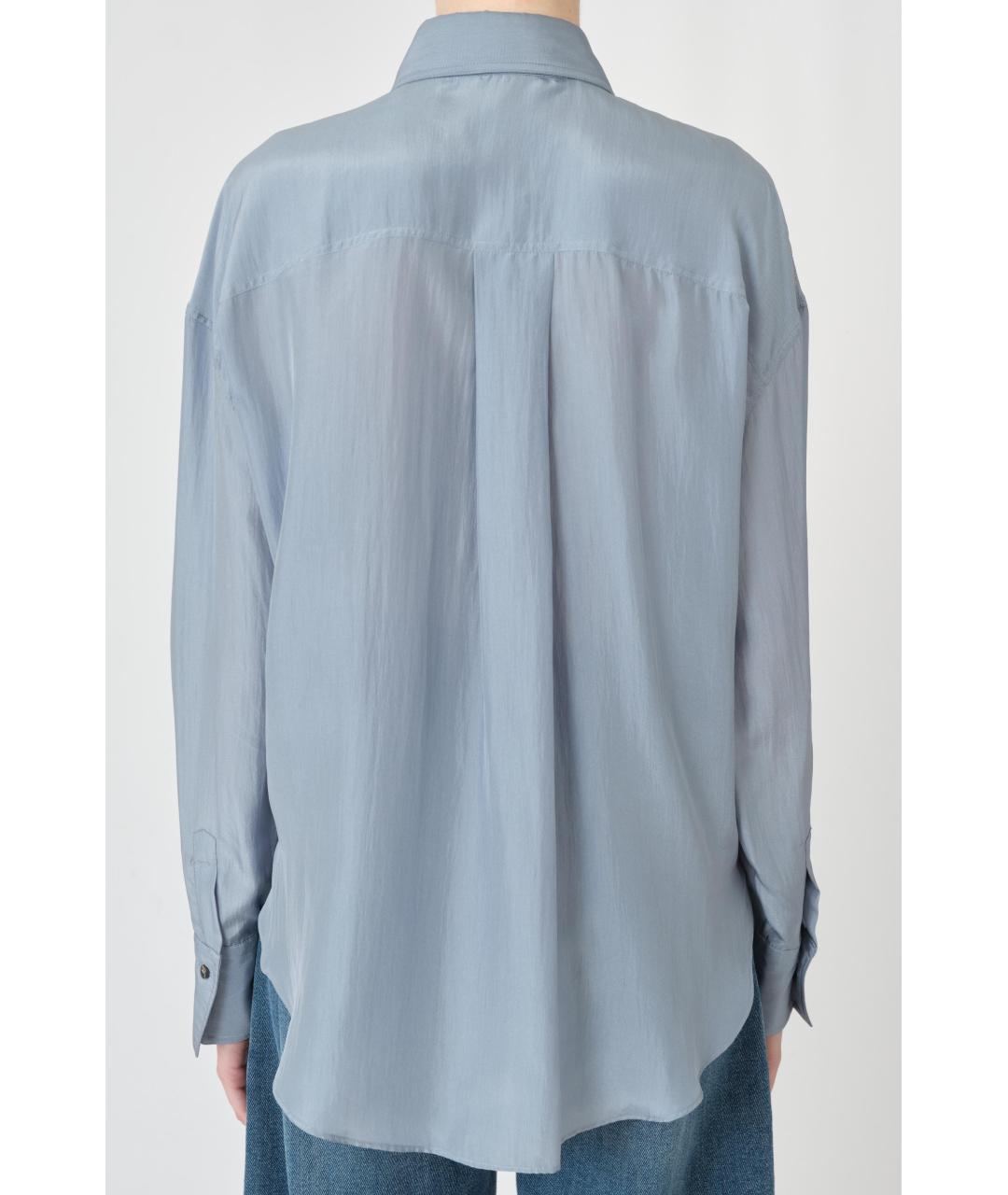 BRUNELLO CUCINELLI Голубая шелковая рубашка, фото 3