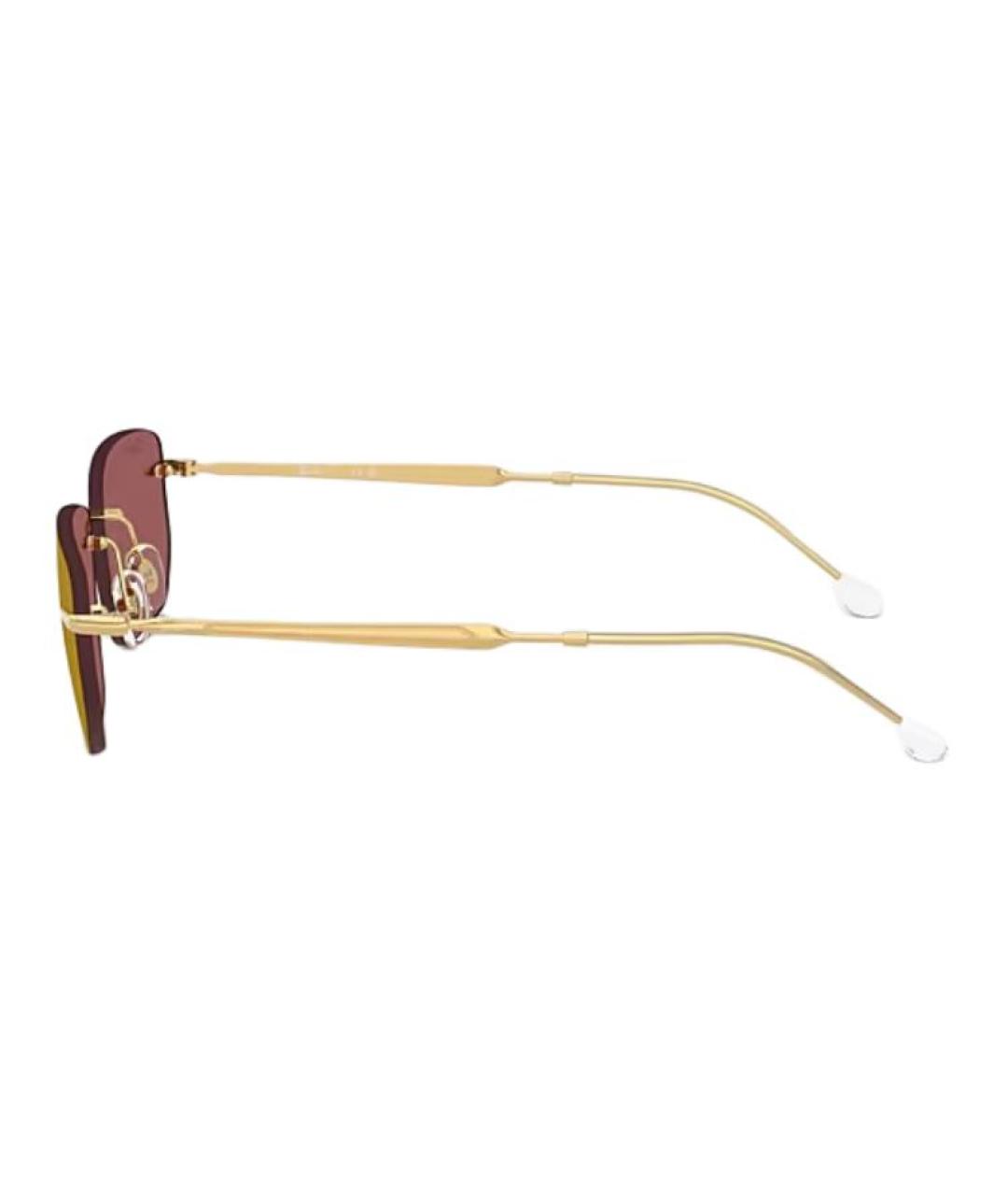 RAY BAN Золотые металлические солнцезащитные очки, фото 3