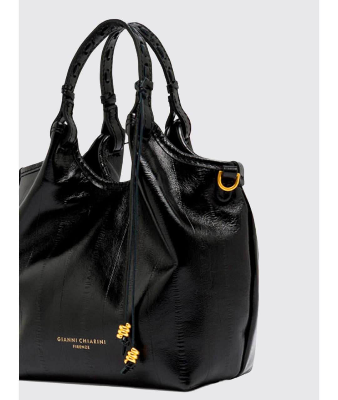 Gianni Chiarini Черная кожаная сумка с короткими ручками, фото 4