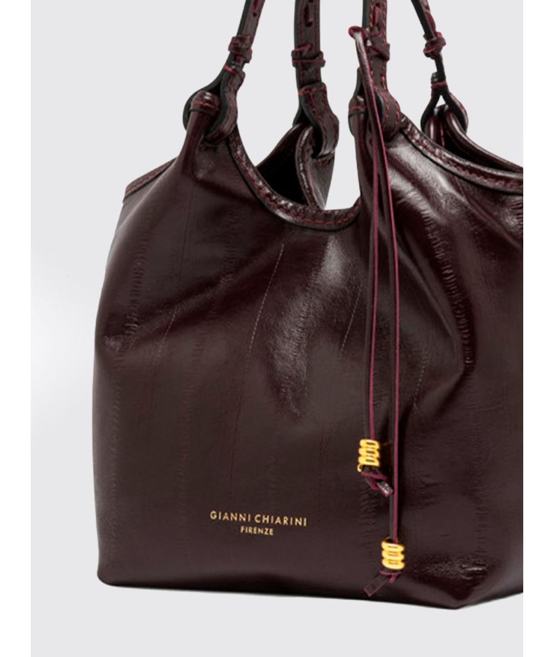 Gianni Chiarini Бордовая кожаная сумка с короткими ручками, фото 4