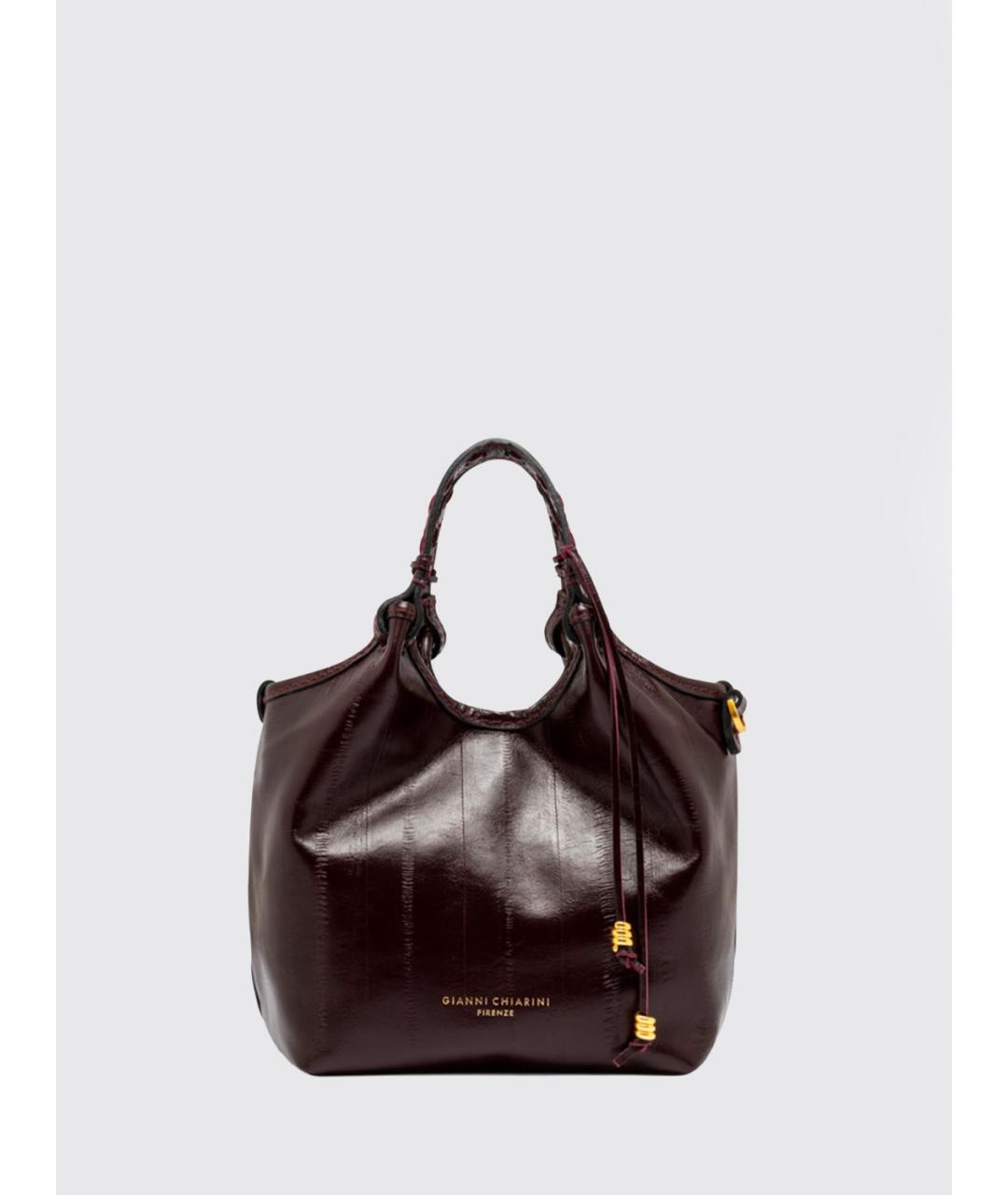 Gianni Chiarini Бордовая кожаная сумка с короткими ручками, фото 2