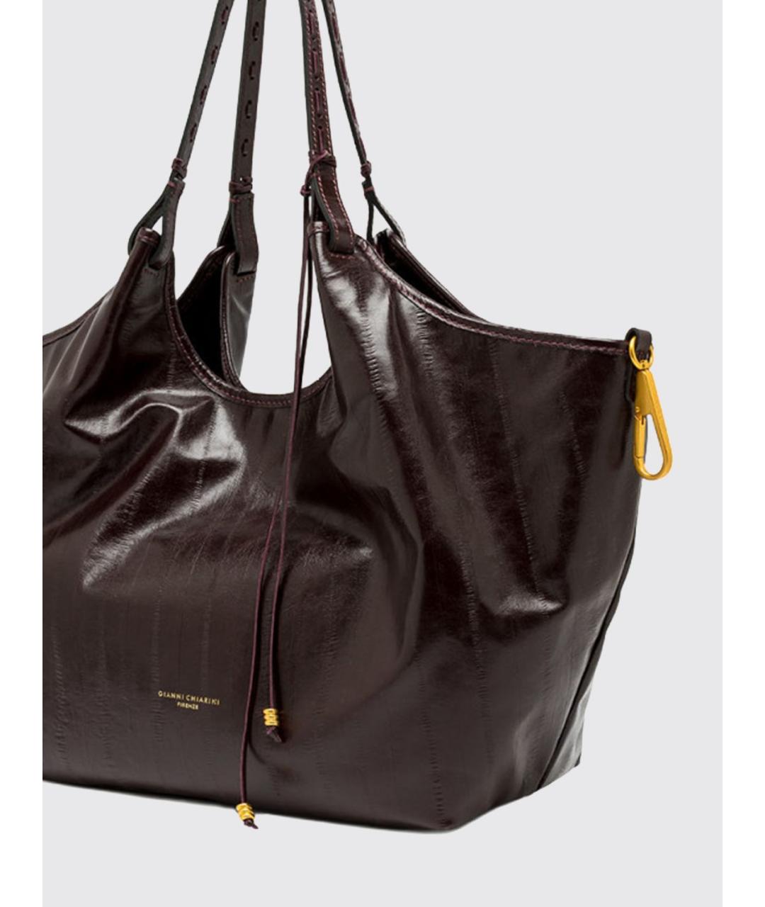 Gianni Chiarini Бордовая кожаная сумка с короткими ручками, фото 4
