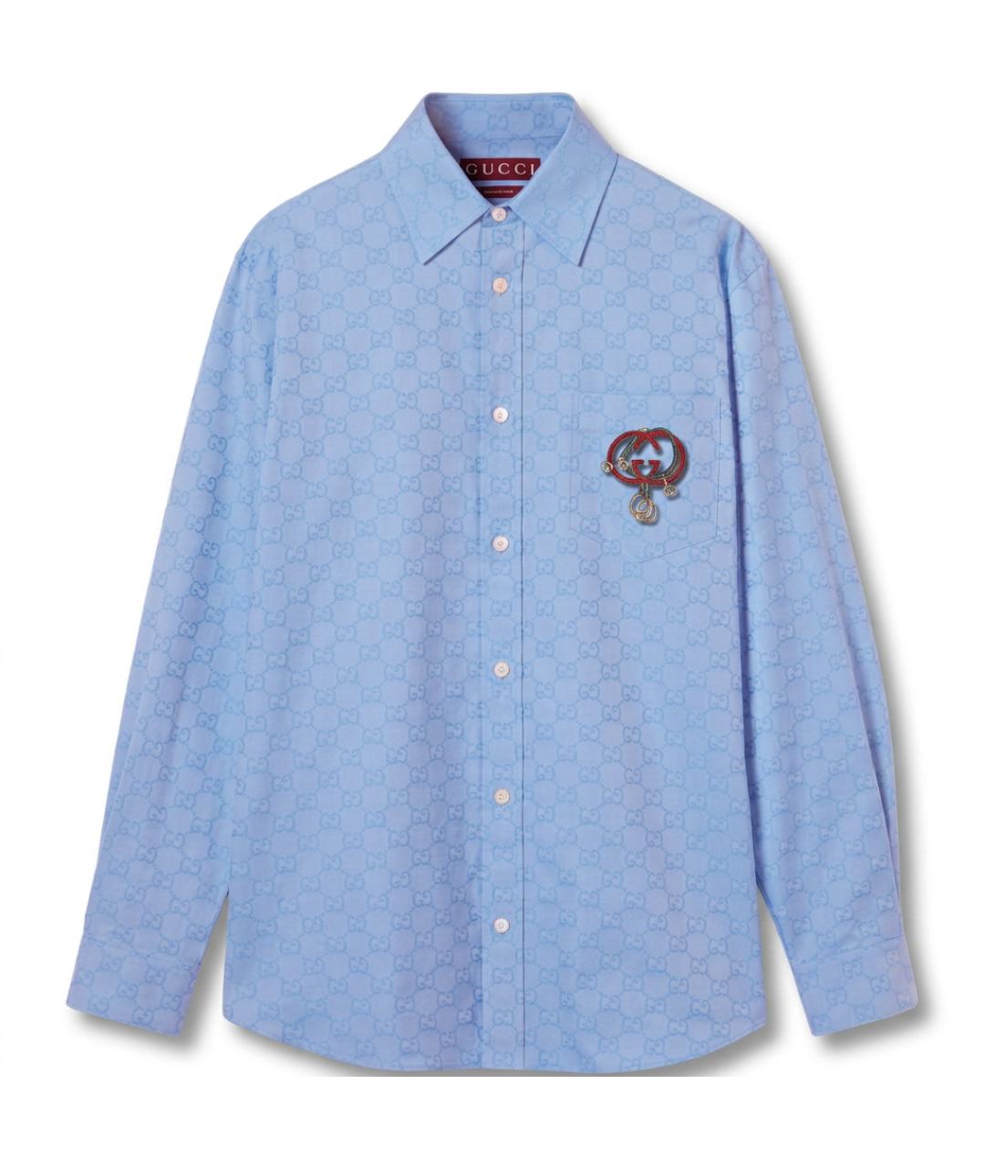 GUCCI Голубая классическая рубашка, фото 1