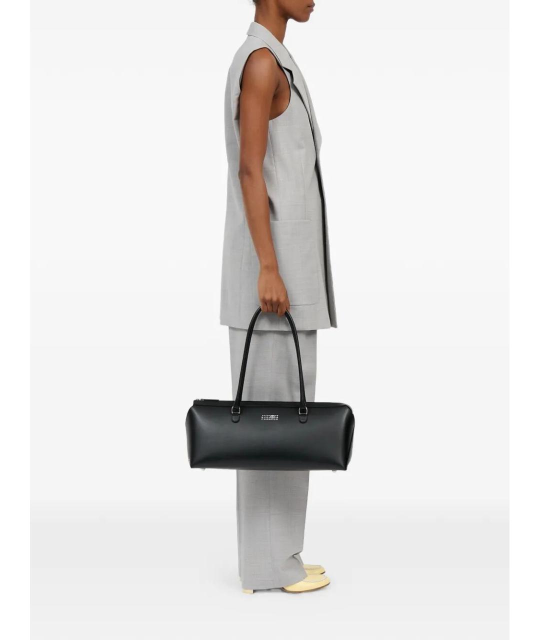 MM6 MAISON MARGIELA Черная кожаная сумка тоут, фото 4