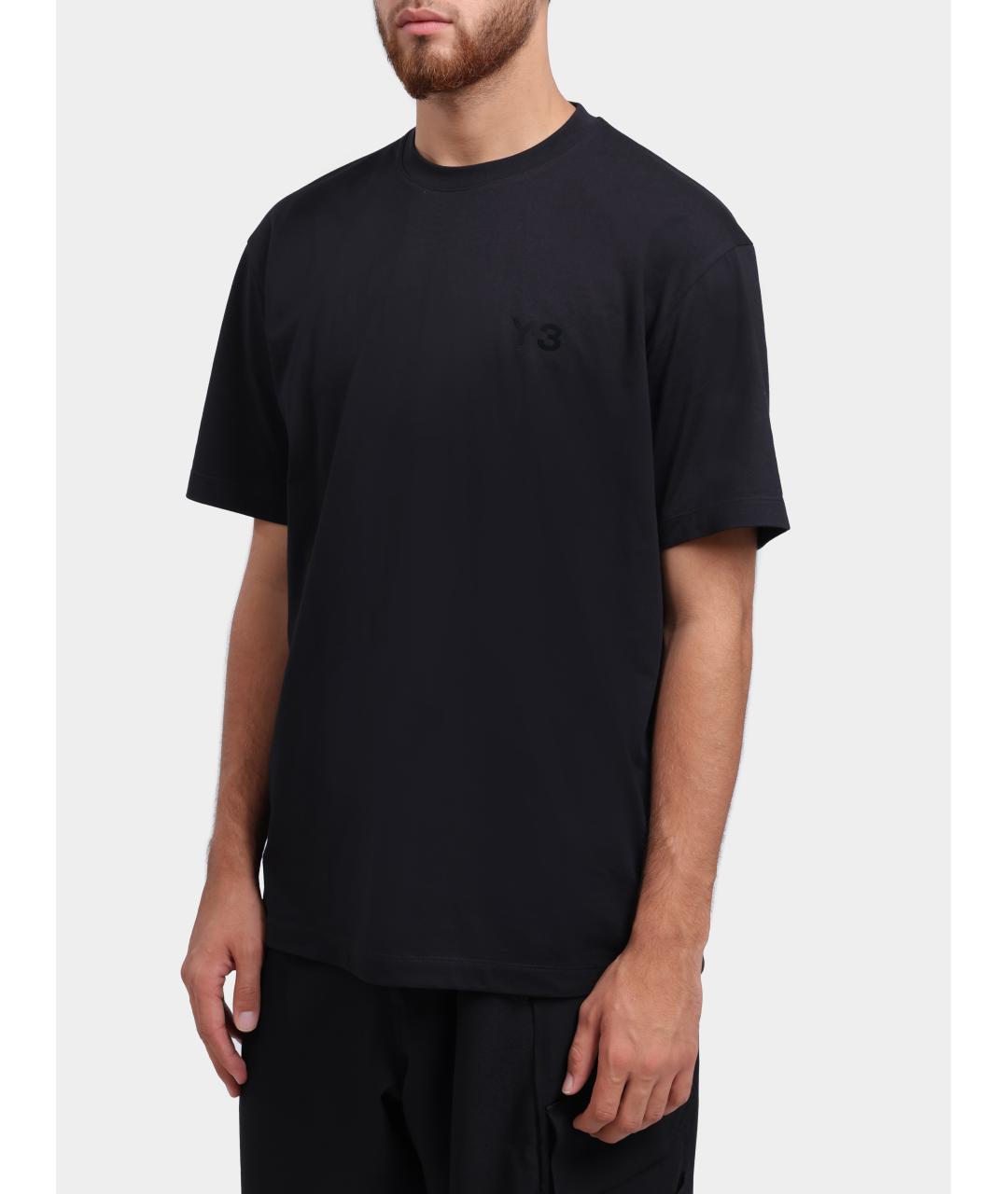 Y-3 Черная хлопковая футболка, фото 4