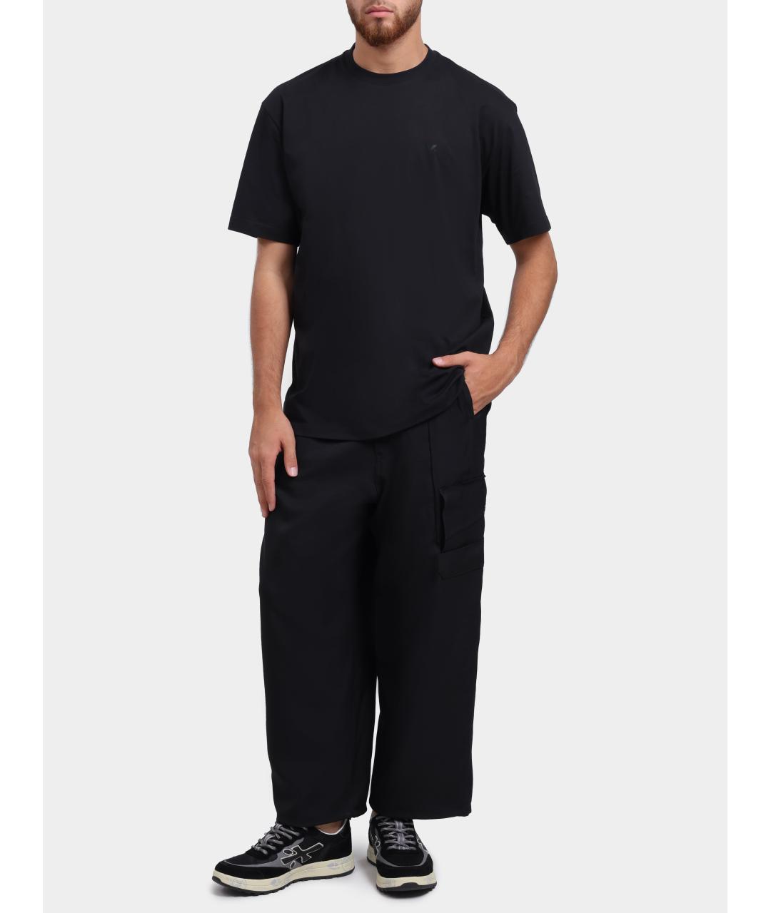 Y-3 Черная хлопковая футболка, фото 3