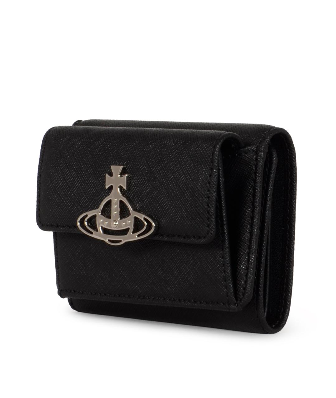 VIVIENNE WESTWOOD Черный кожаный кошелек, фото 2