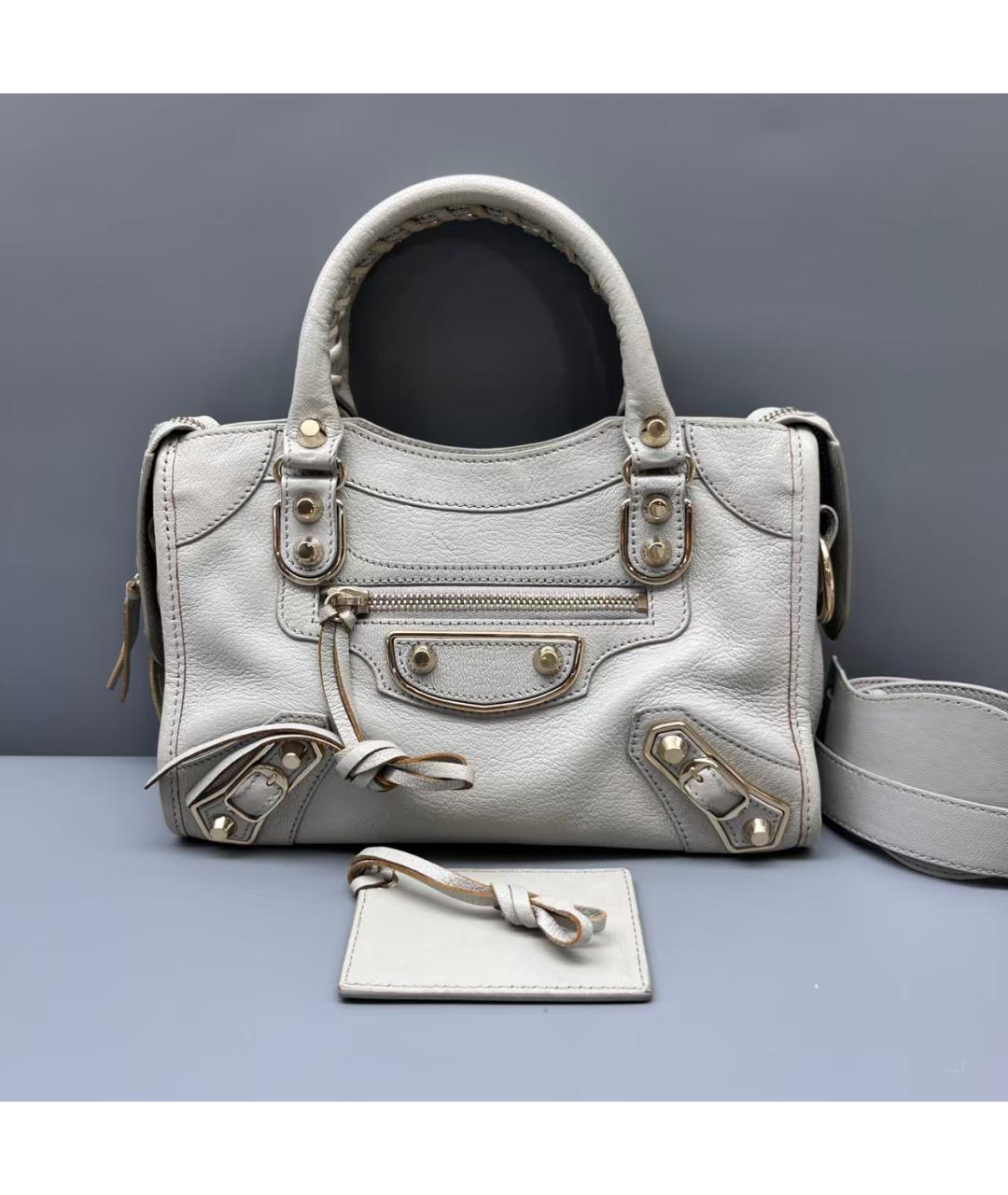 BALENCIAGA Белая кожаная сумка через плечо, фото 2