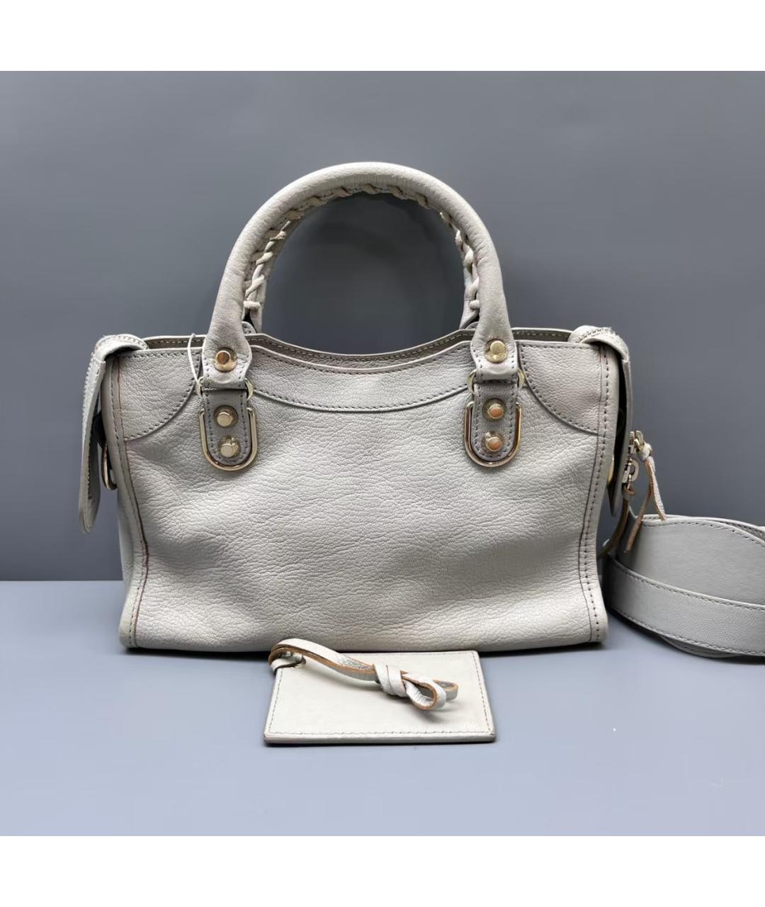 BALENCIAGA Белая кожаная сумка через плечо, фото 3