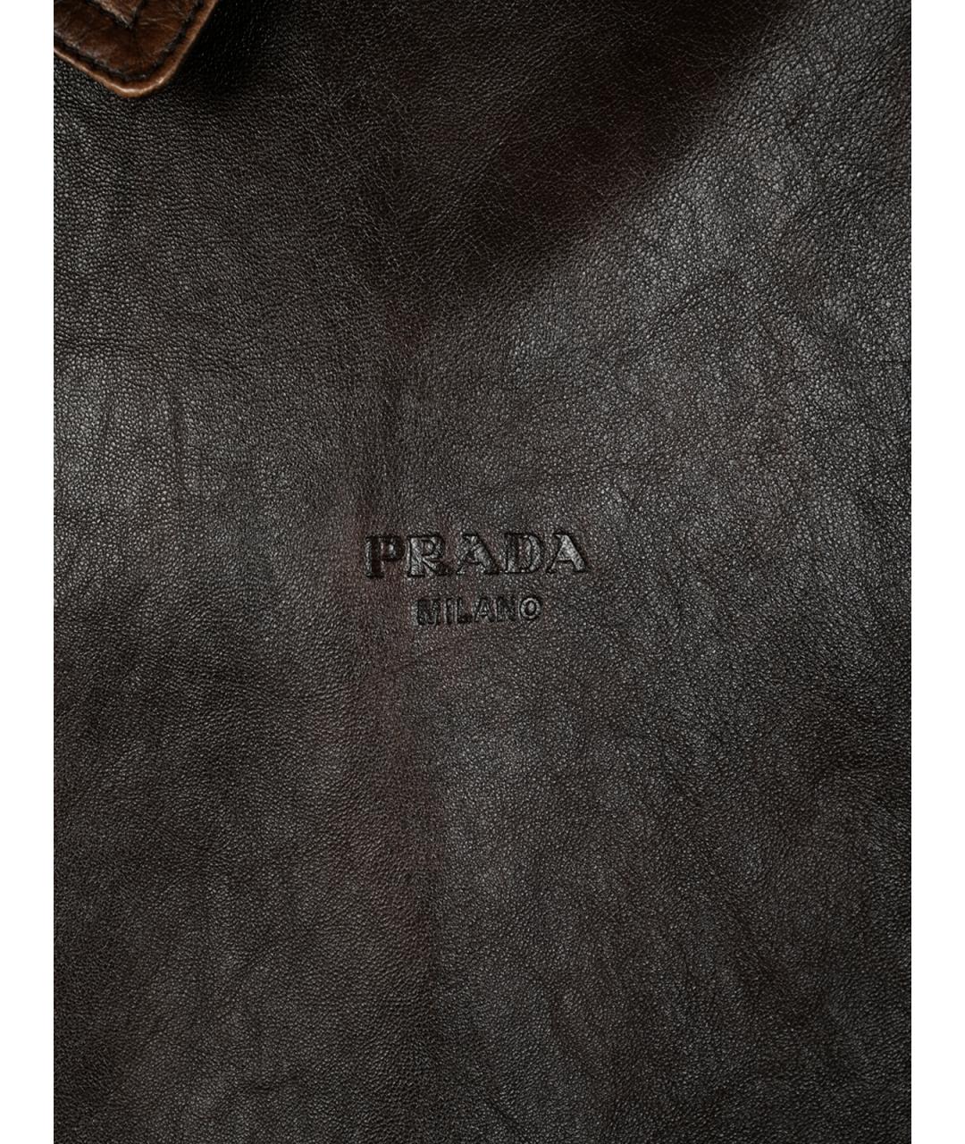 PRADA Коричневая кожаная куртка, фото 7