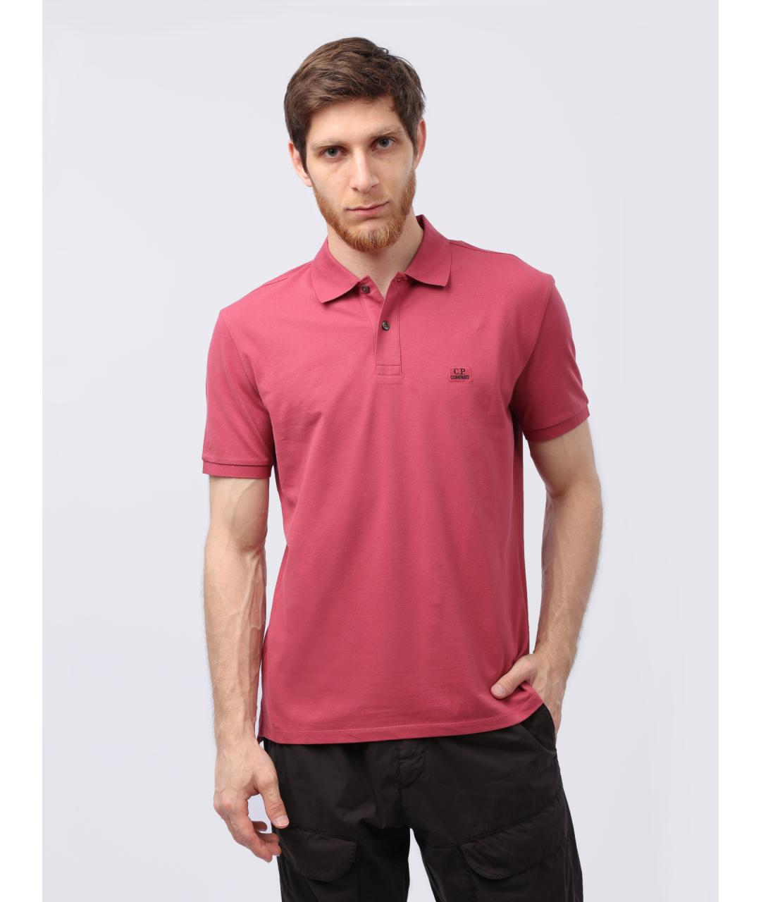 CP COMPANY Розовое хлопковое поло с коротким рукавом, фото 4