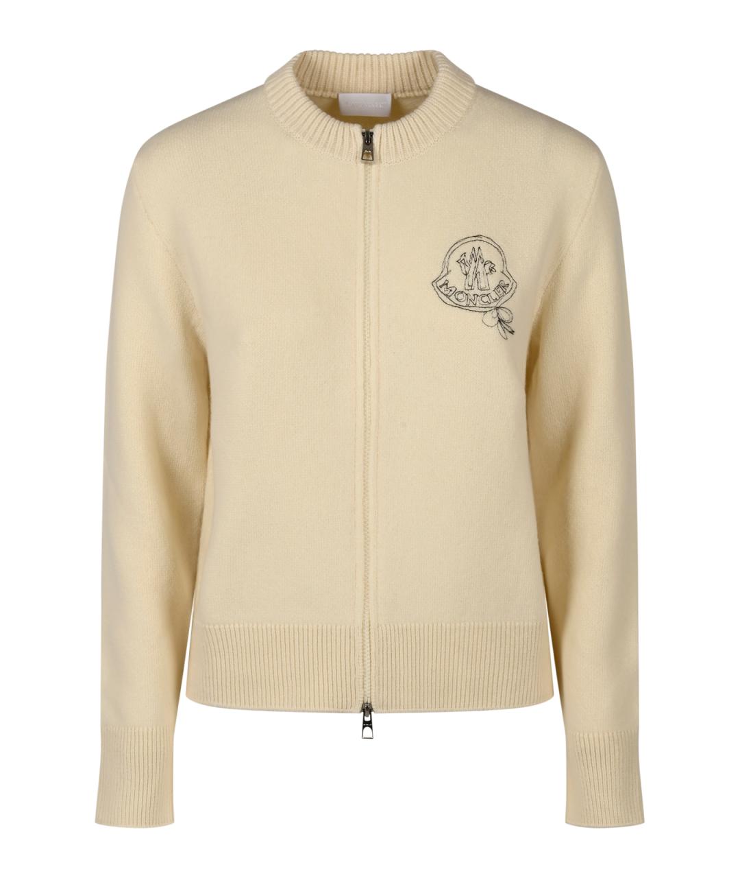 MONCLER Бежевый шерстяной кардиган, фото 1