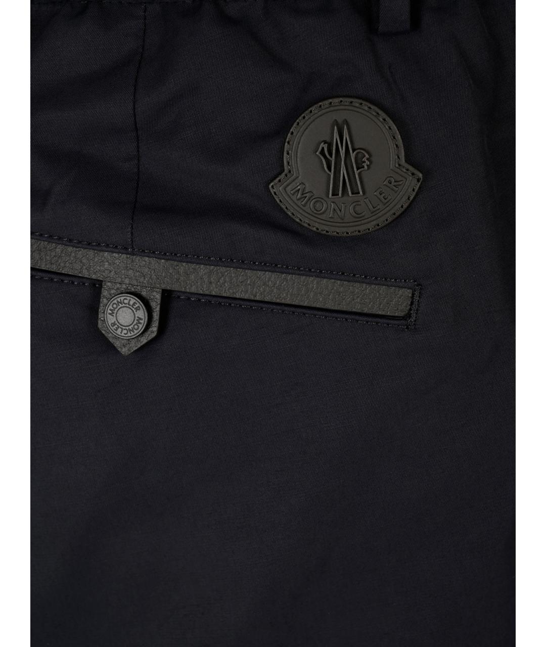 MONCLER Темно-синие хлопковые повседневные брюки, фото 3