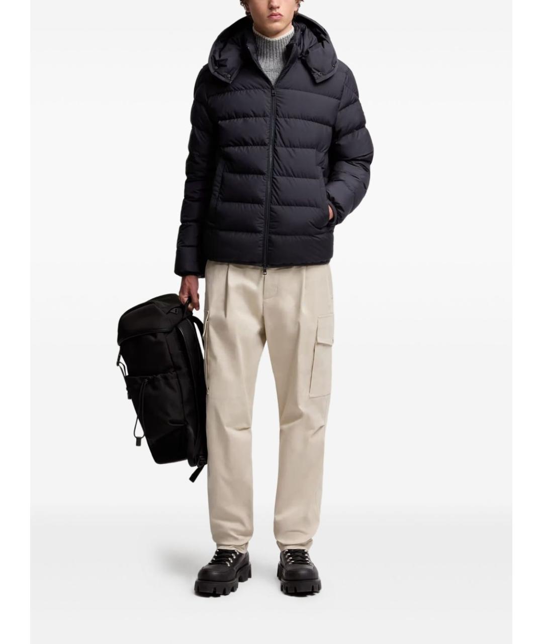 MONCLER Черный полиэстеровый пуховик, фото 3