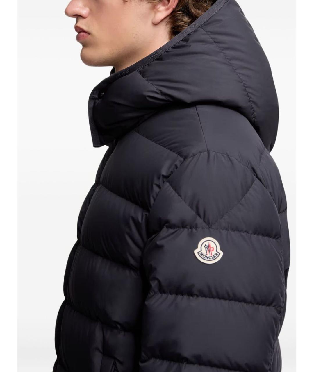 MONCLER Черный полиэстеровый пуховик, фото 5