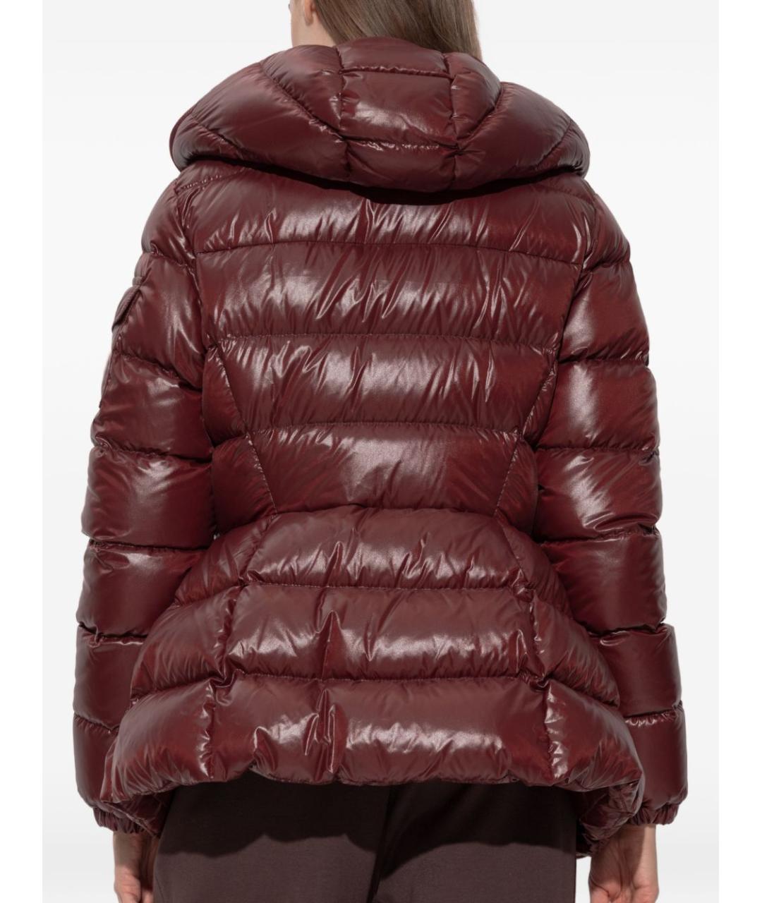 MONCLER Бордовый полиамидовый пуховик, фото 4