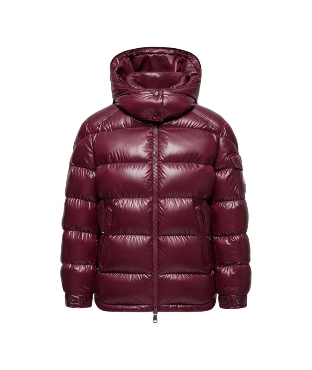 MONCLER Бордовый полиамидовый пуховик, фото 1
