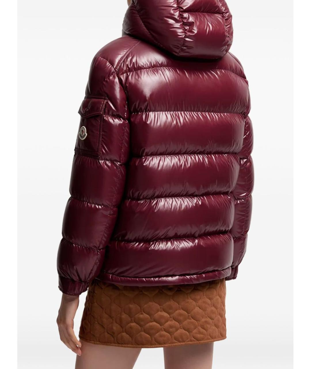 MONCLER Бордовый полиамидовый пуховик, фото 4