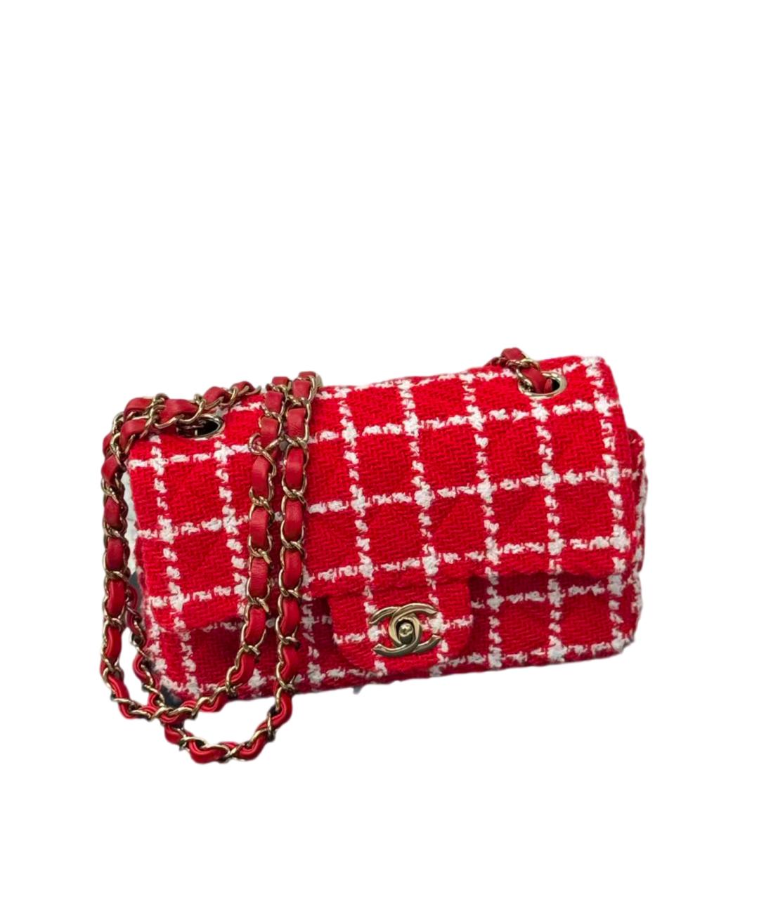 CHANEL Красная тканевая сумка через плечо, фото 6