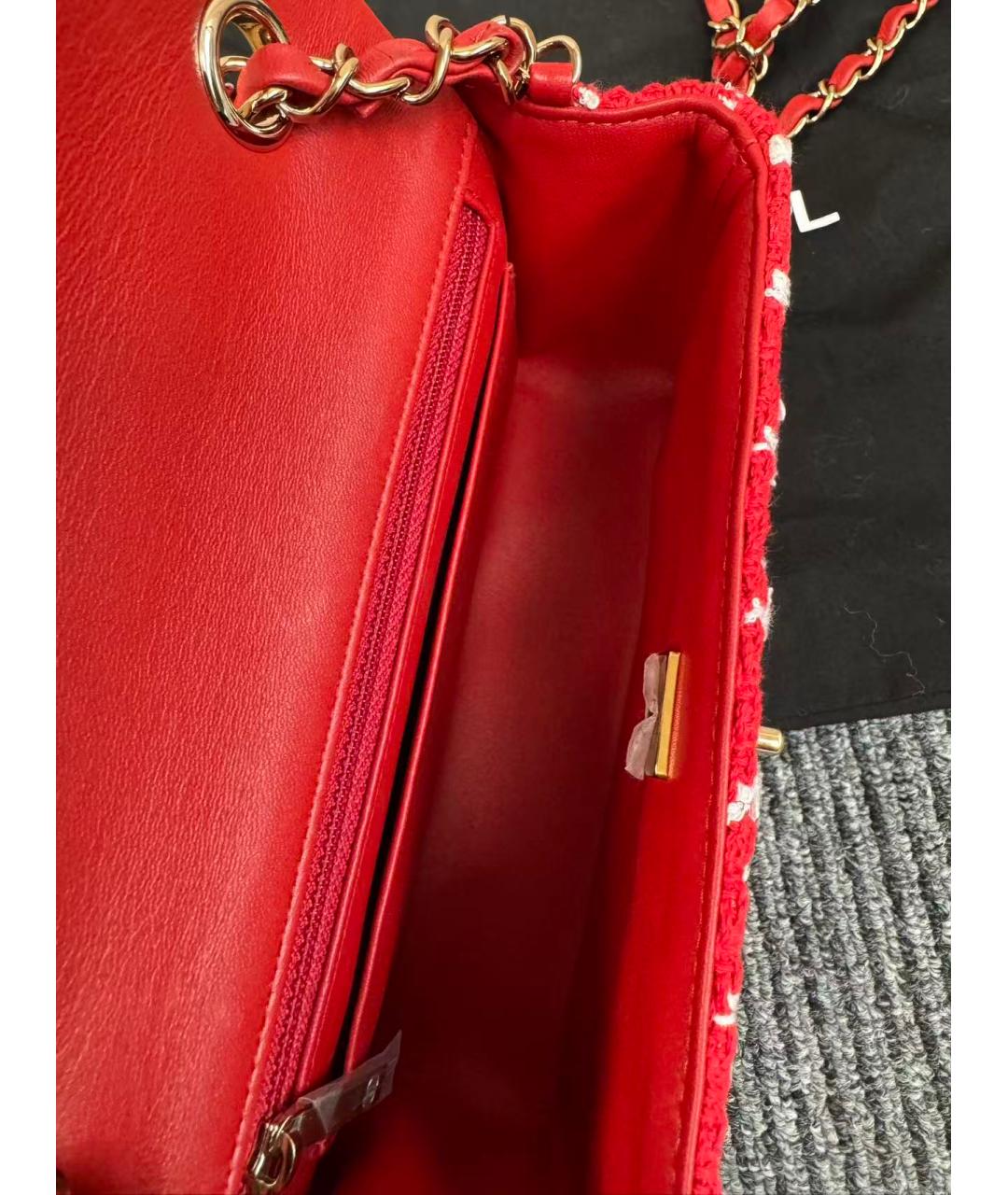 CHANEL Красная тканевая сумка через плечо, фото 5