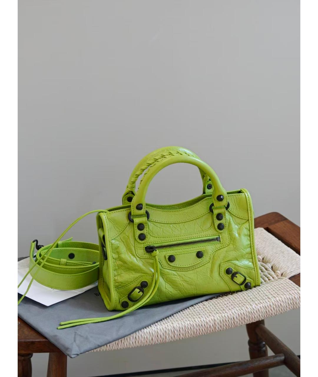BALENCIAGA Зеленая кожаная сумка через плечо, фото 2