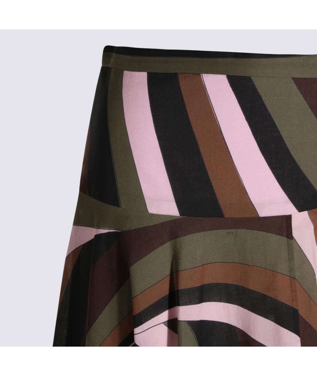 EMILIO PUCCI Хаки хлопковая юбка макси, фото 3