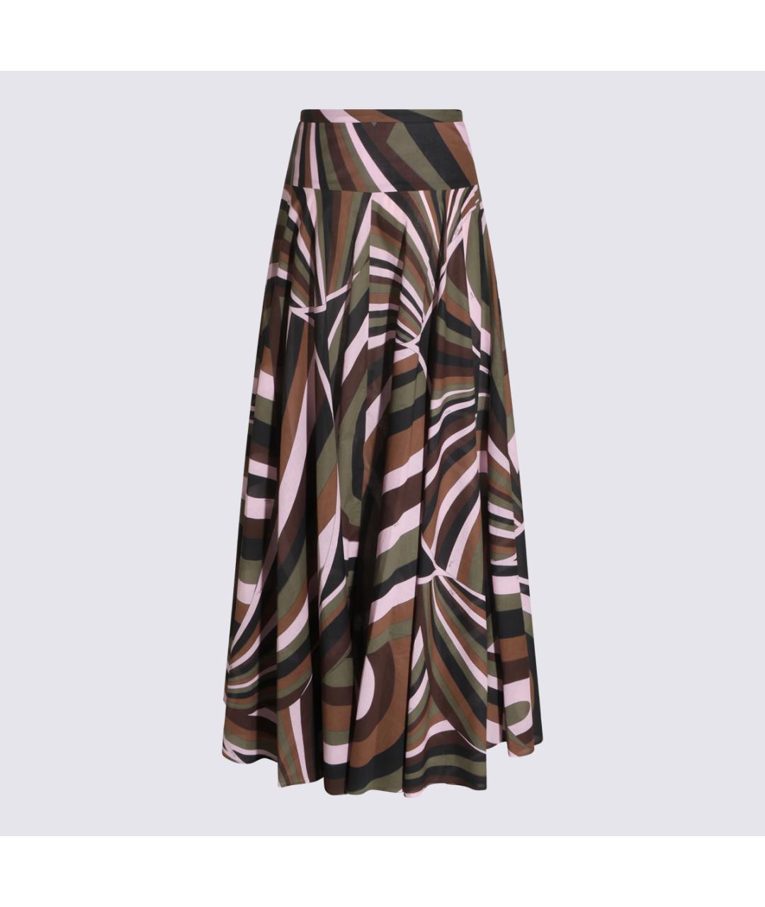 EMILIO PUCCI Хаки хлопковая юбка макси, фото 2