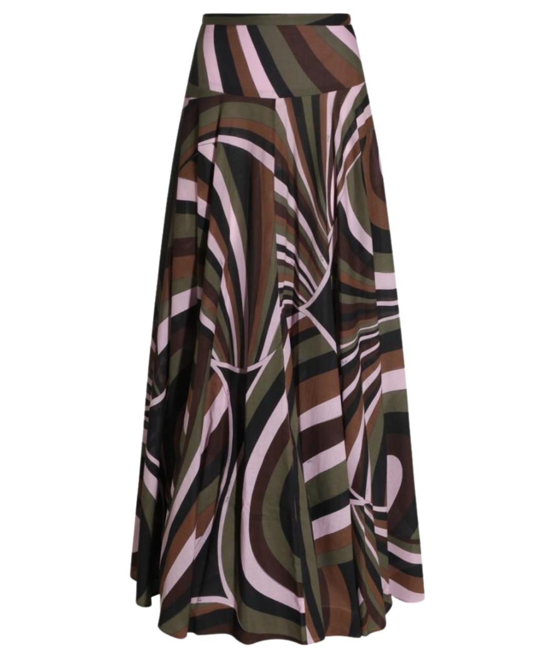 EMILIO PUCCI Хаки хлопковая юбка макси, фото 1