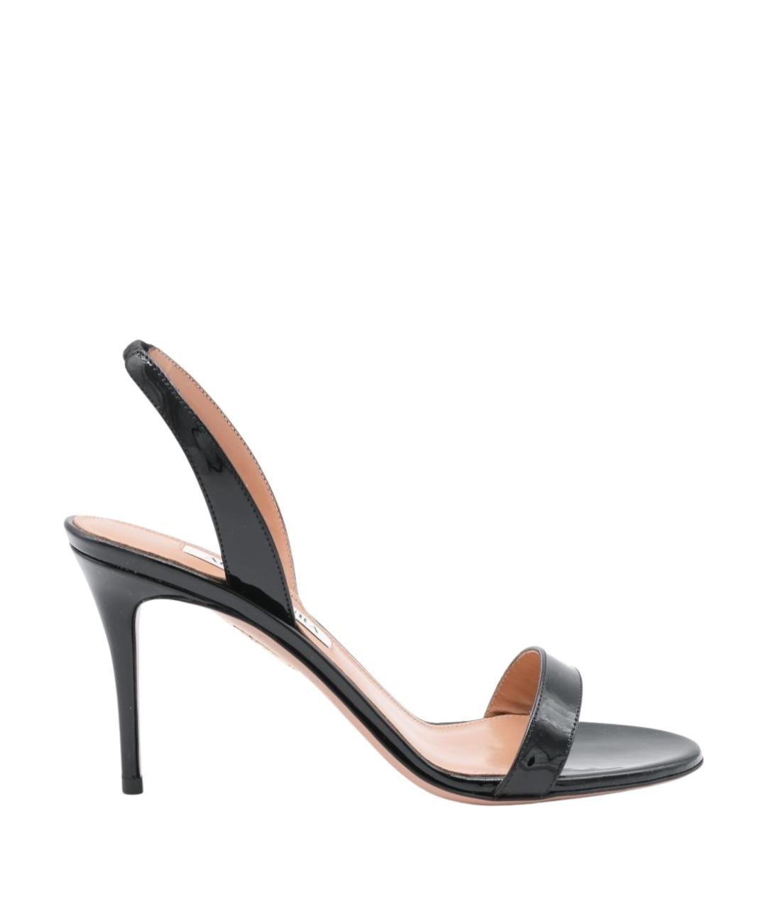 AQUAZZURA Черные кожаные босоножки, фото 1