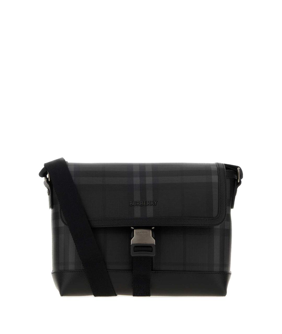 BURBERRY Антрацитовая сумка на плечо из канвы, фото 1