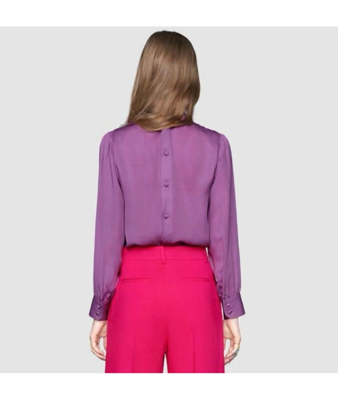 GUCCI Фиолетовая шелковая блузы, фото 2