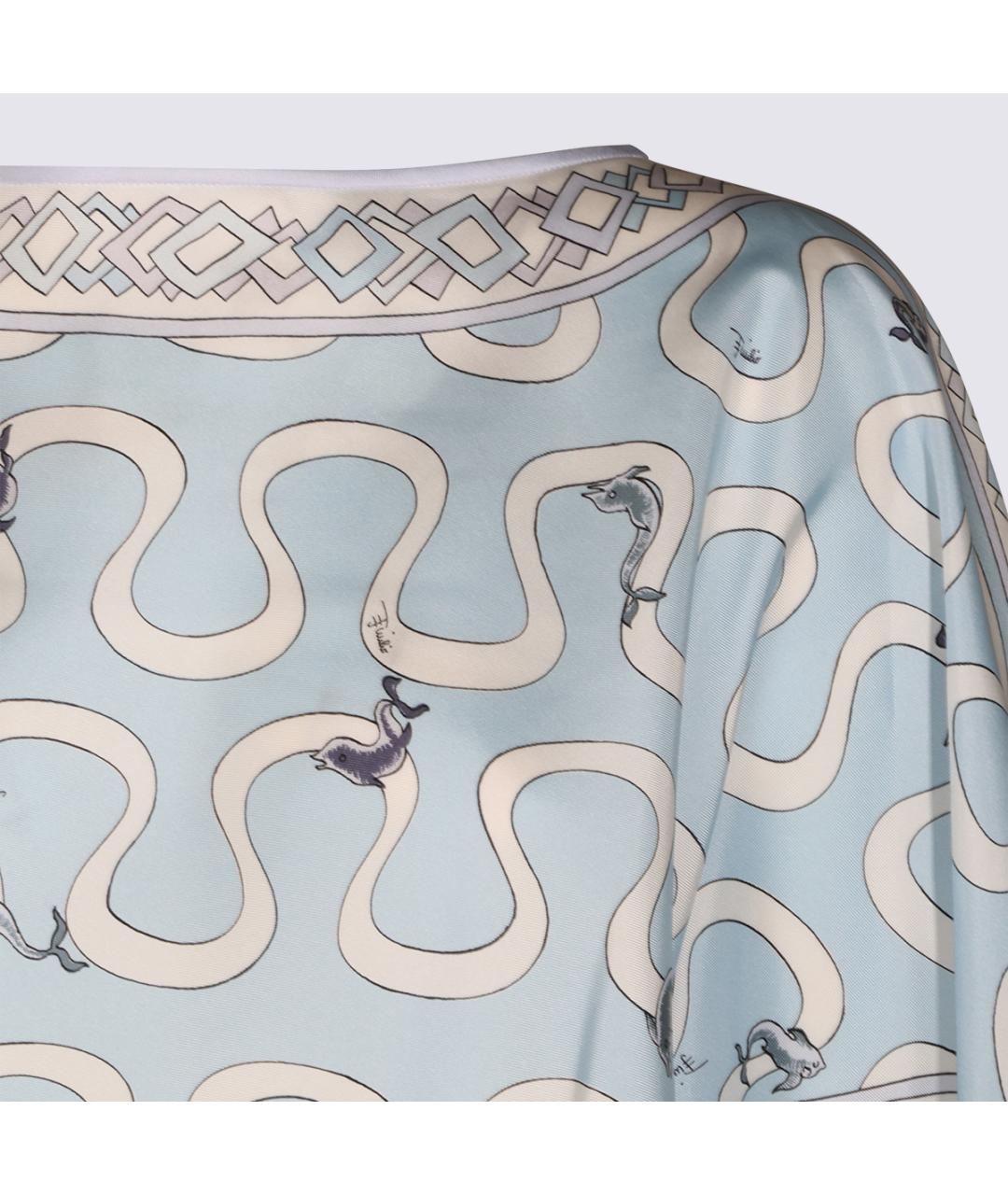 EMILIO PUCCI Голубая шелковая блузы, фото 4