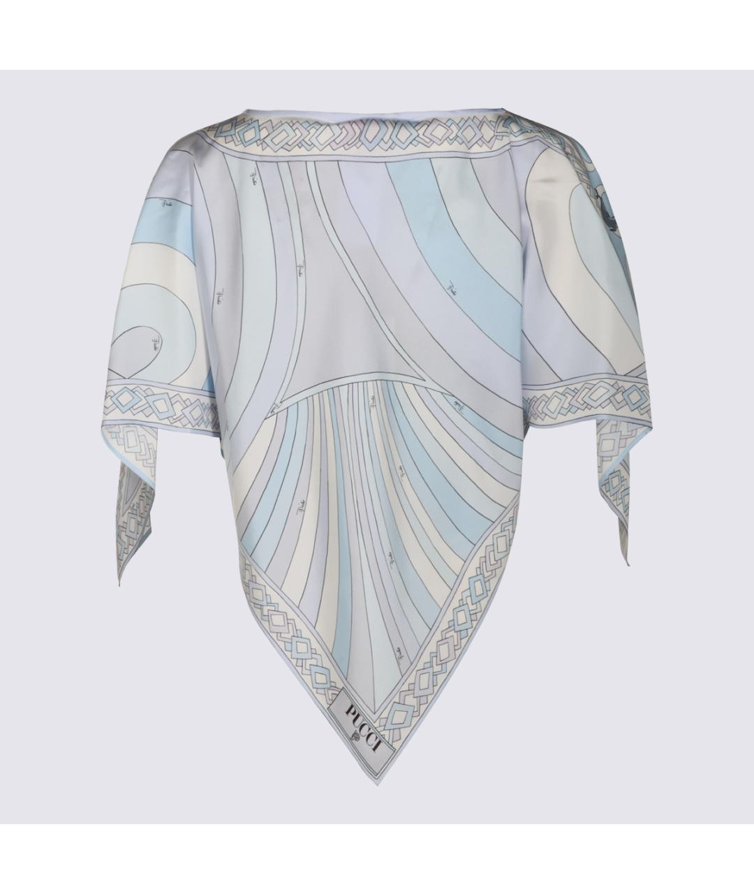 EMILIO PUCCI Голубая шелковая блузы, фото 2
