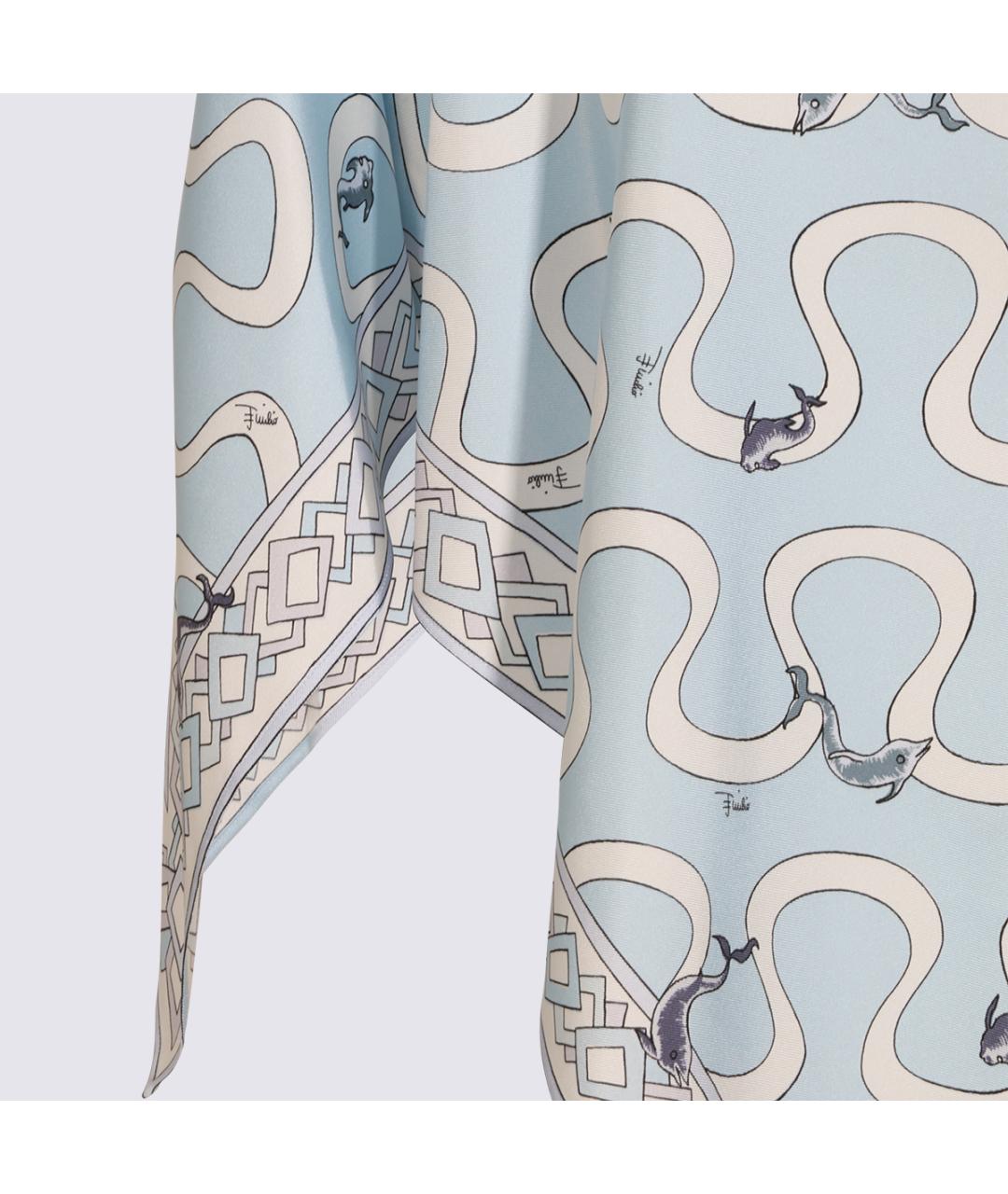 EMILIO PUCCI Голубая шелковая блузы, фото 3