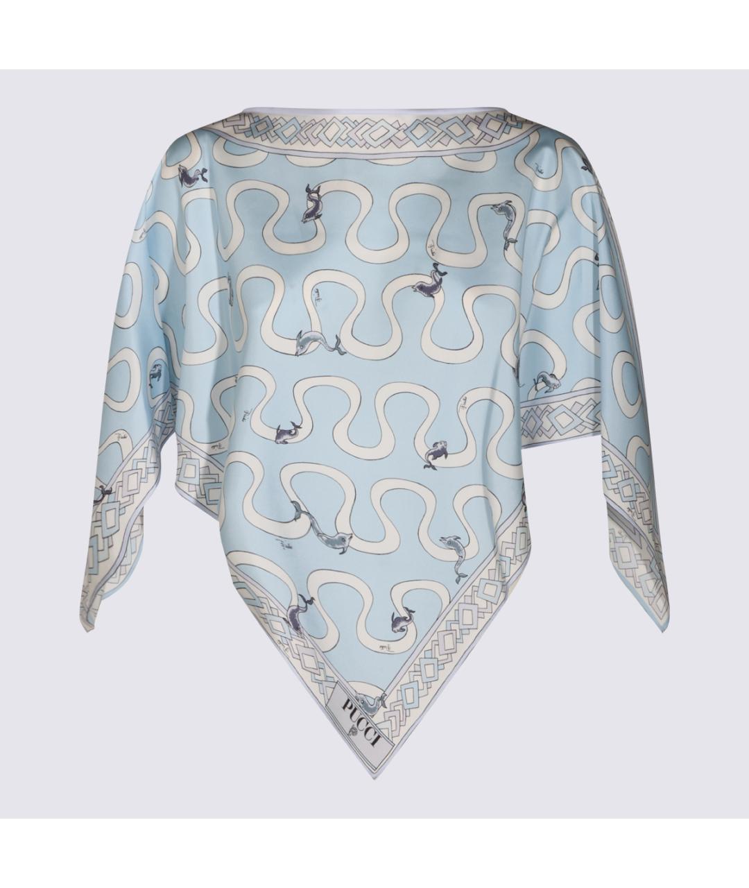 EMILIO PUCCI Голубая шелковая блузы, фото 5