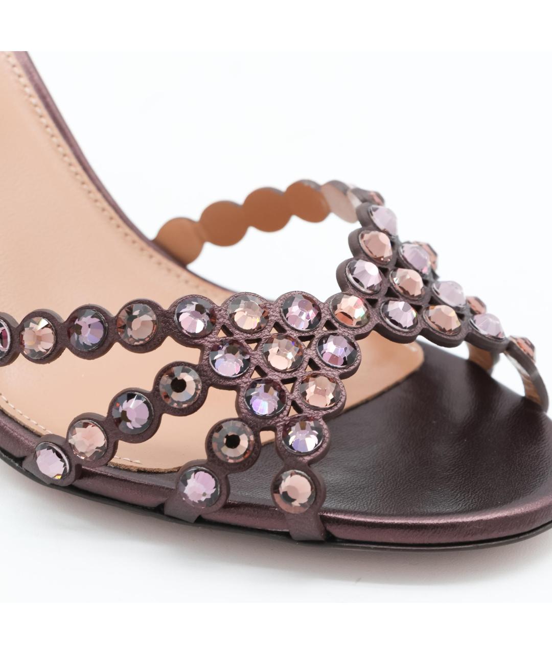 AQUAZZURA Бордовые кожаные босоножки, фото 4