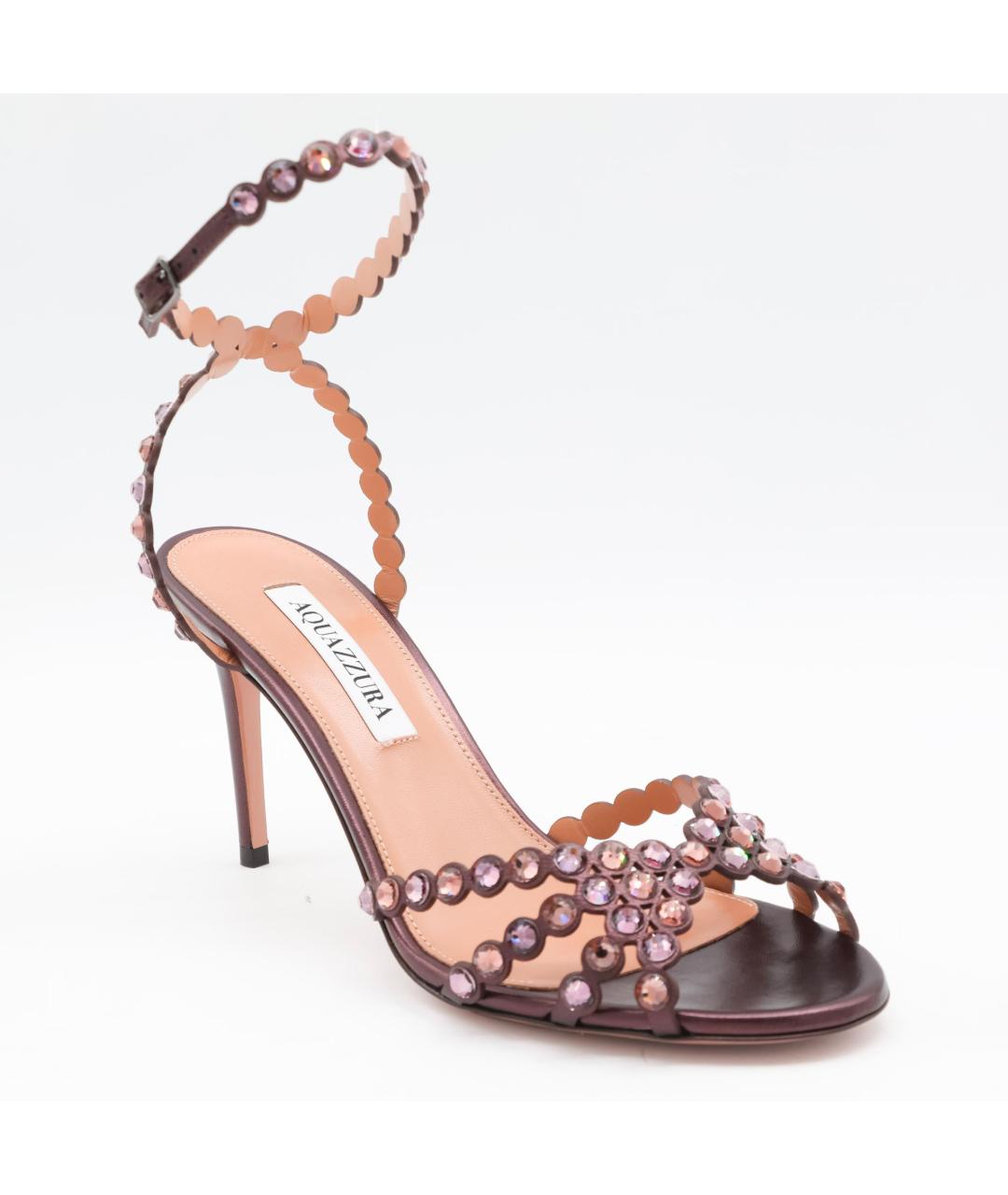 AQUAZZURA Бордовые кожаные босоножки, фото 2